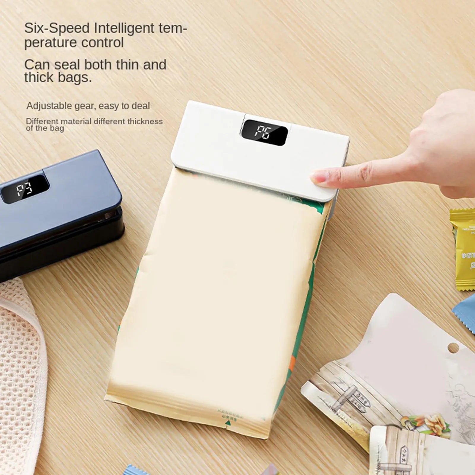 Bag Sealer Mini Plastic Bags Sealer 6-Mode Rechargeable Packaging thermal Sealing Machine Portable Home Food Storage Bag Sealer