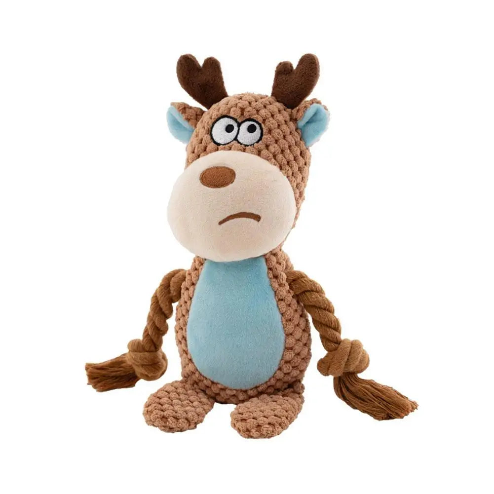 Interactive Pet Cotton Rope Toy for Dogs - Voice Simulation Tug of War Training Supplies for Fox Frog Pig - Dog Playtime Essenti