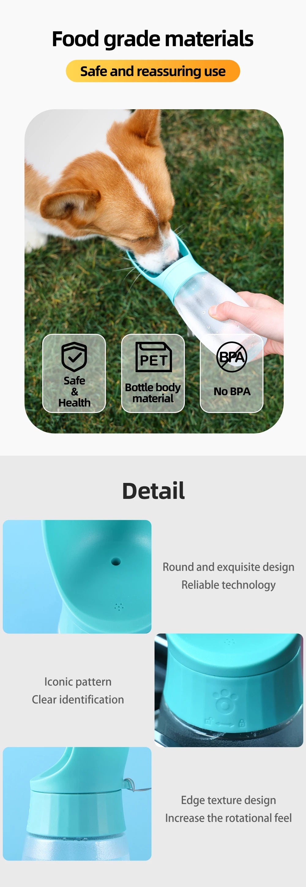 Portable Pet Water Bottle for Small Large Dogs High Capacity Dog Drink Bowl Outdoor Pets Water Dispenser Cup Labrador Supplies
