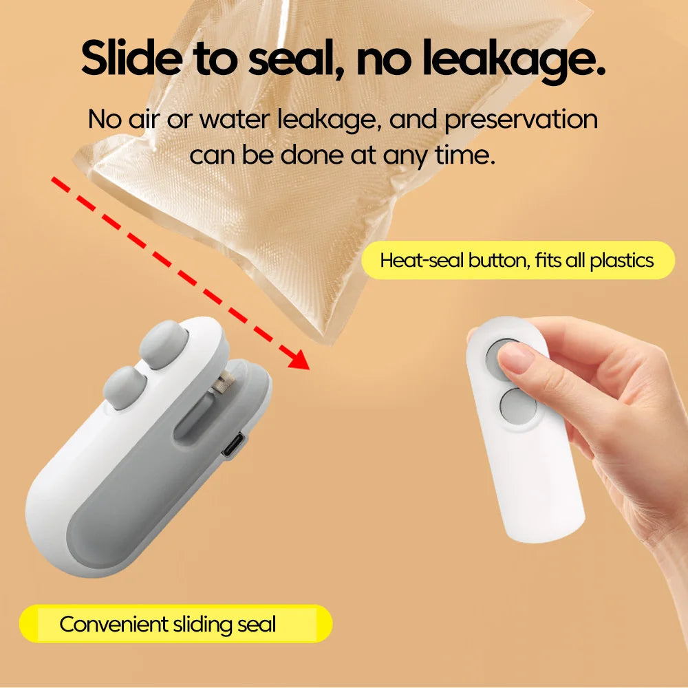 Mini Portable Bag Sealer Electric Mini Heat Bag Sealing Plastic Food Sealer Clip Bag Handheld Sealer Food Packaging Heat Sealer