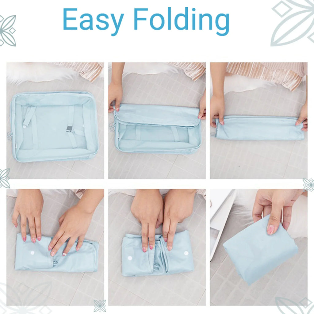 7pcs Set Travel Packing Cubes, Portable Mesh Luggage Storage Bag, Underwear Clothes Organizer Bag With Shoes Bag