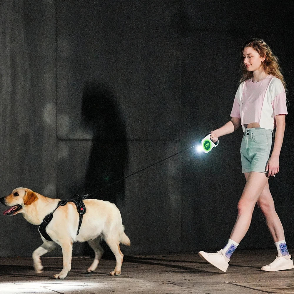 5M Automatic Retractable Big Dog Leash for Medium Large Dogs LED Lighting Durable Pet Walking Nylon Lead Rope mascotas Leashes
