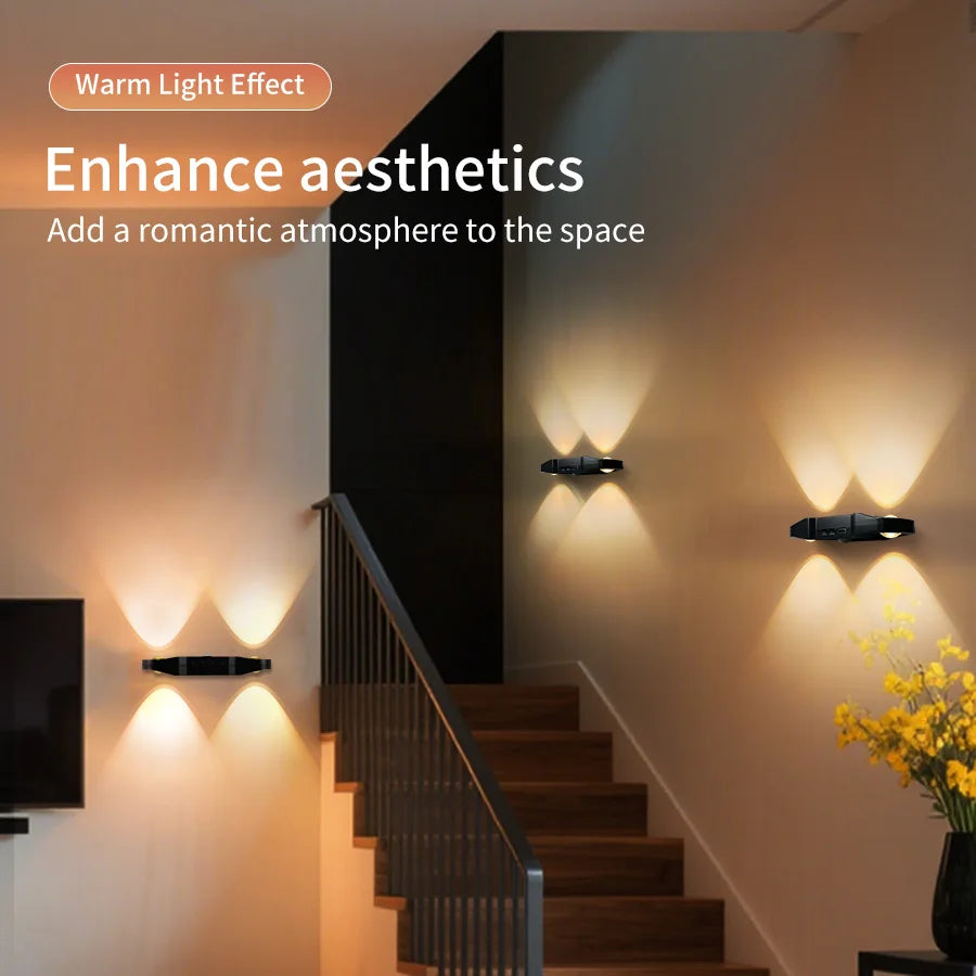 LED Motion Sensor Wall Light RGB 3Color Magnetic Rechargeable Night Lamp USB Touch Dimming Cabinet Stair Atmosphere Light Decor