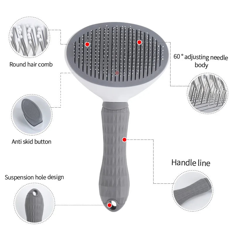 Dog Cat Self-Cleaning Grooming Brush Durable Pet Hair Remover Comb Anti-Slip Dematting Tool Pet Accessories