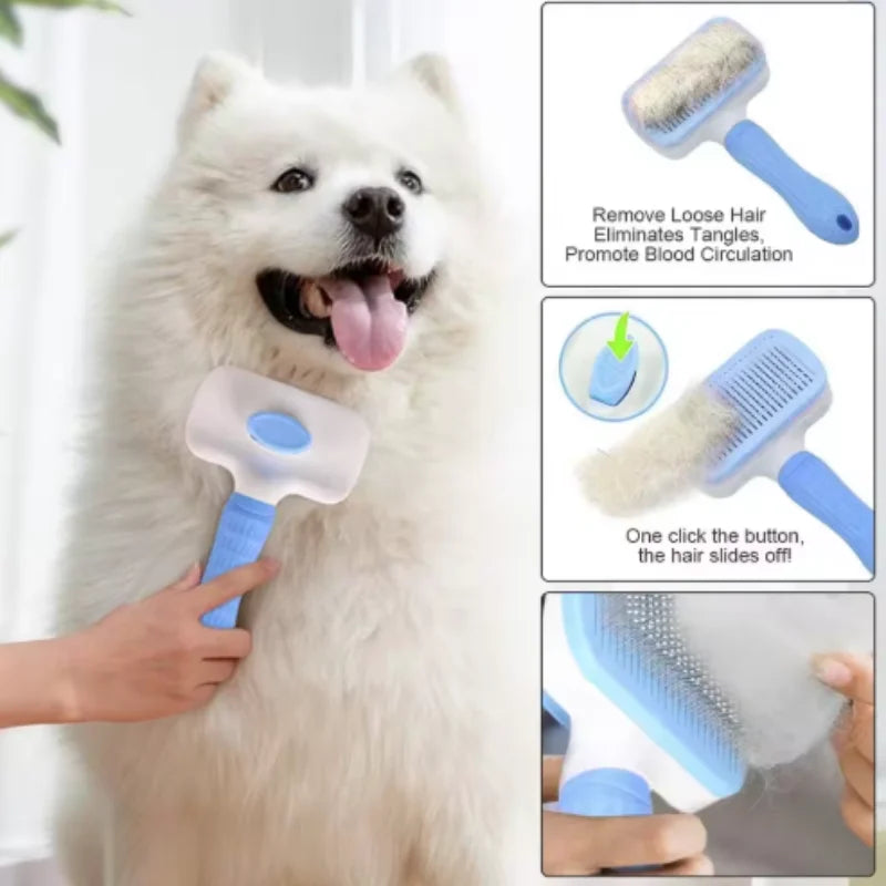 Pet Hair Remover Comb One Click Self Cleaning Brush for Dogs Cats Grooming Tool Effectively Remove Loose Floating Fur Shedding