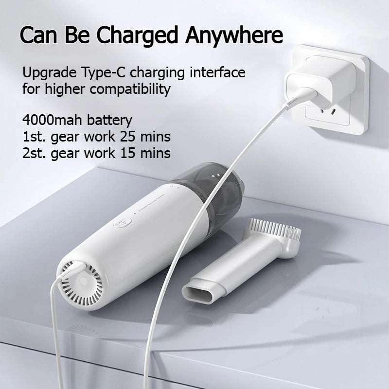 Portable Mini Handheld Vacuum Cleaner Wireless Cordless Car Vacuum Strong Suction 2 Gears Lightweight Rechargeable for Home Car