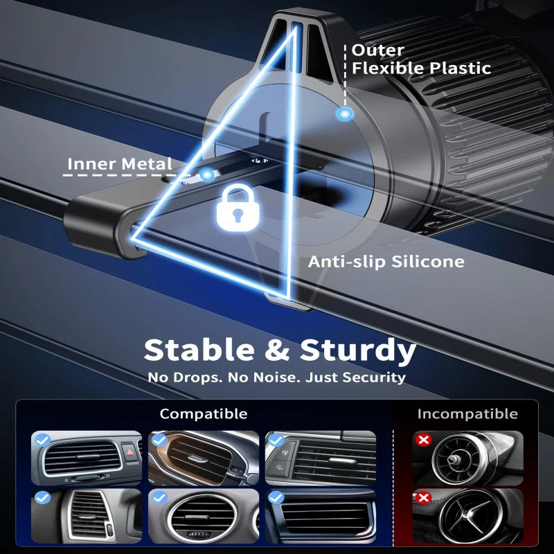 25W Magnetic Wireless Charger with Cooling Fan for iPhone 17/16/15/14/13/12 Car Vent Phone Holder Mount with 63W Cars Chargers