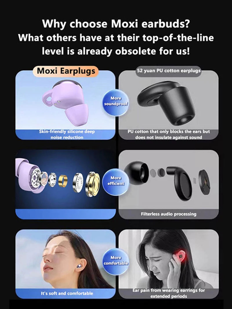 Sleep Bluetooth Earbuds ANC Noise Cancelling with Translation In-Ear Headphones Portable Charging LED Display for Travel Work