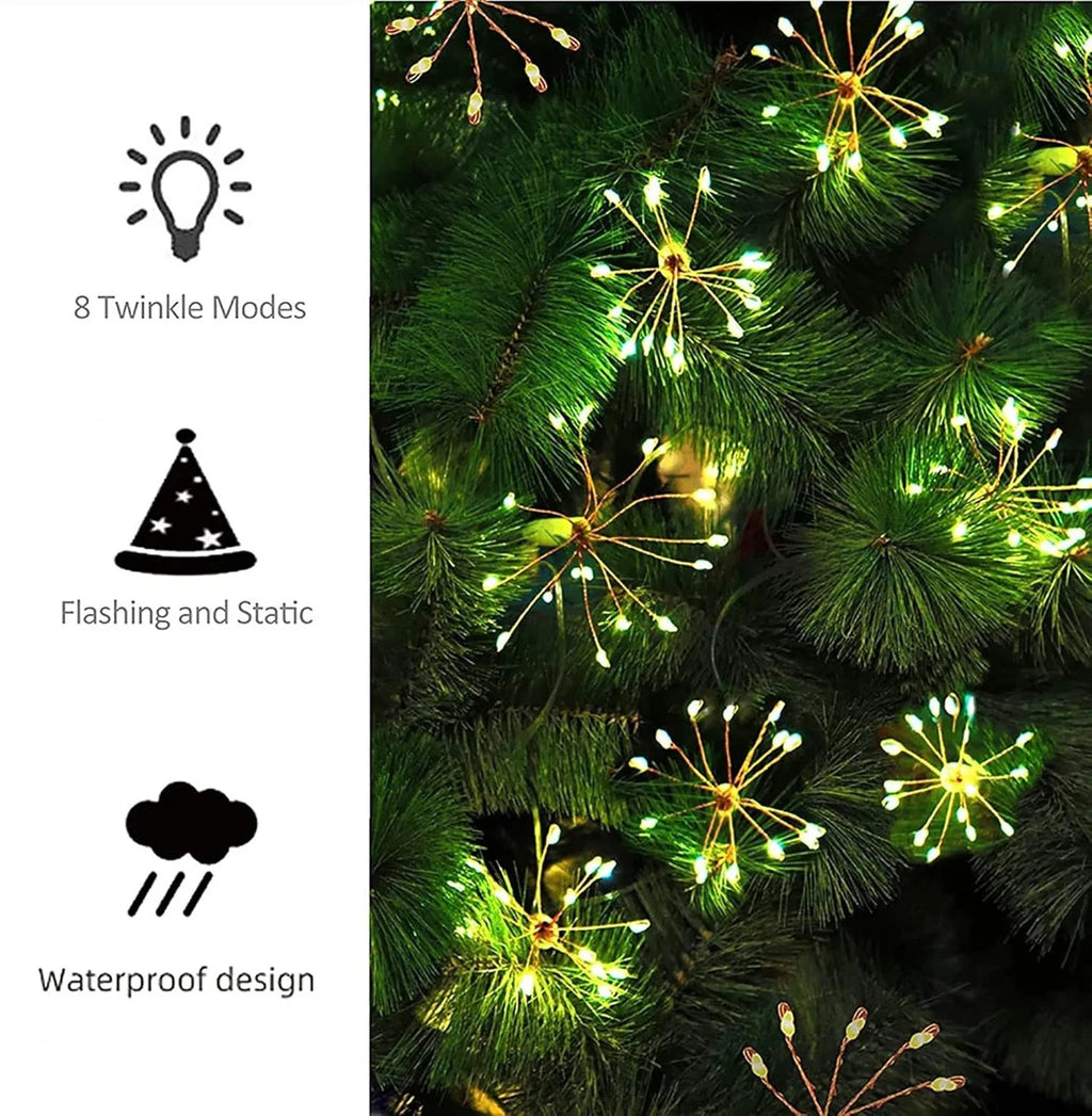 USB LED String Lights Outdoor Firework Fairy Lights 8 Modes Lighting Copper Wire LED Light for Camping Christmas Tree Decor Lamp