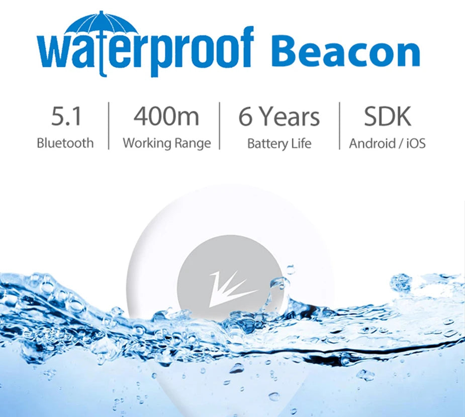 Bluetooth Broadcast Low Energy Waterproof IP67 Tracking Eddystone iBeacon Tags Long Battery Life IoT Tracker BT5.1 BLE Beacon