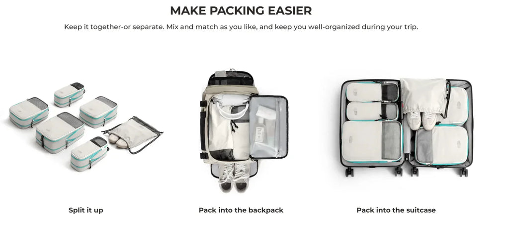 BAGSMART Compression Packing Cubes Expandable Travel Set Storage Bag 6 Pcs Travel Organizer Luggage Carry Suitcase