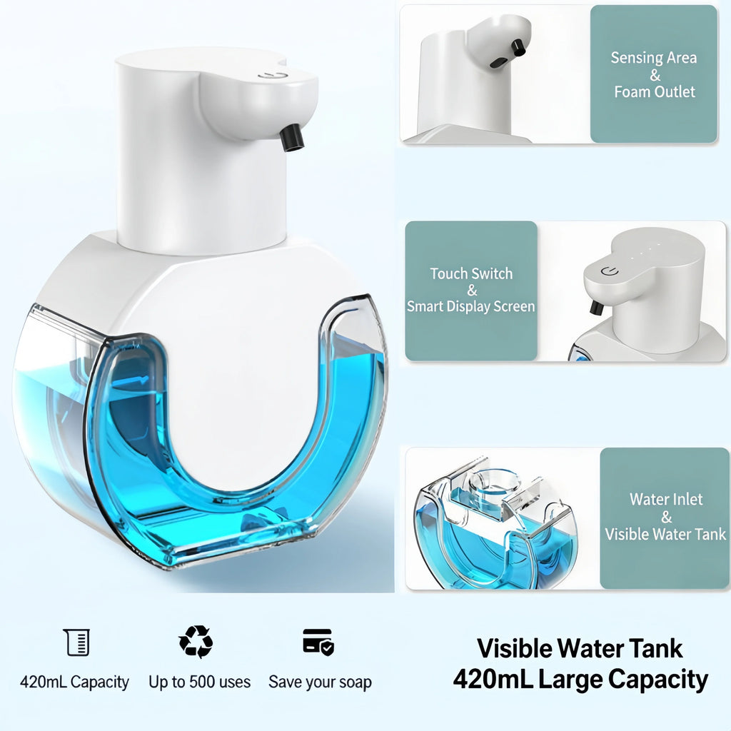 Automatic Sensor Foaming Soap Dispenser Touchless USB Rechargeable Waterproof Soap Dispenser for Bathroom Kitchen Soap Pump
