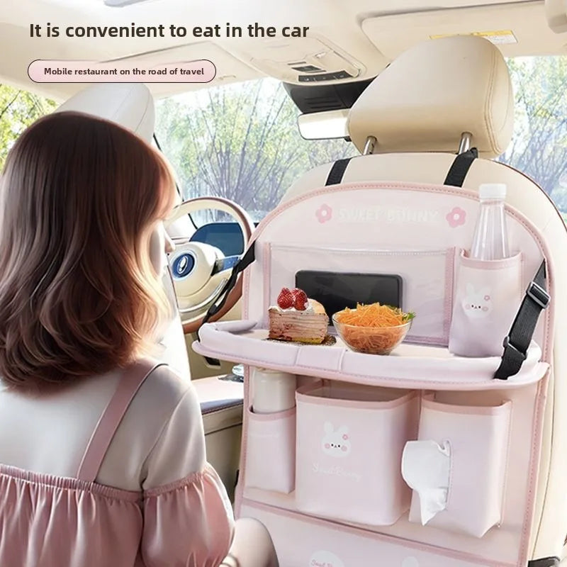 Car Seat Back Organizer - Rear Hanging Storage Bag, Backseat Table Tray, Vehicle Mounted Desk Board