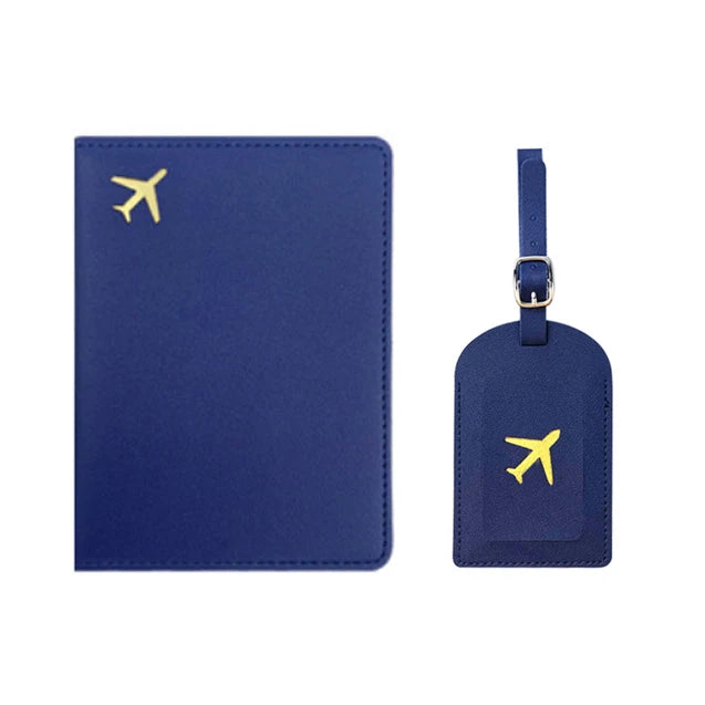 Custom Initial Travel Passport Holder and Luggage Tag Fashion Logo Gold Airplane Women Suitcase Name Label Men Passport Holder