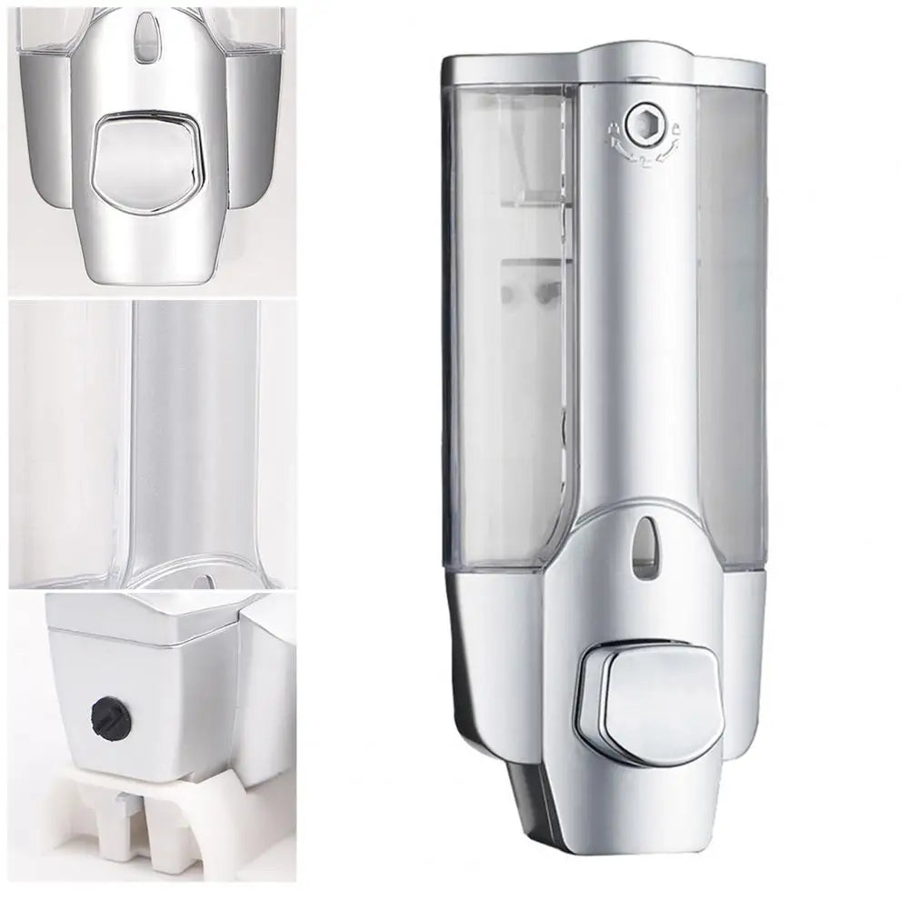 350ml Soap Dispenser 1/2 Chamber Wall-Mounted Manual Shower Dispenser With Large Capacity Shampoo Conditioner Bathroom Accessory