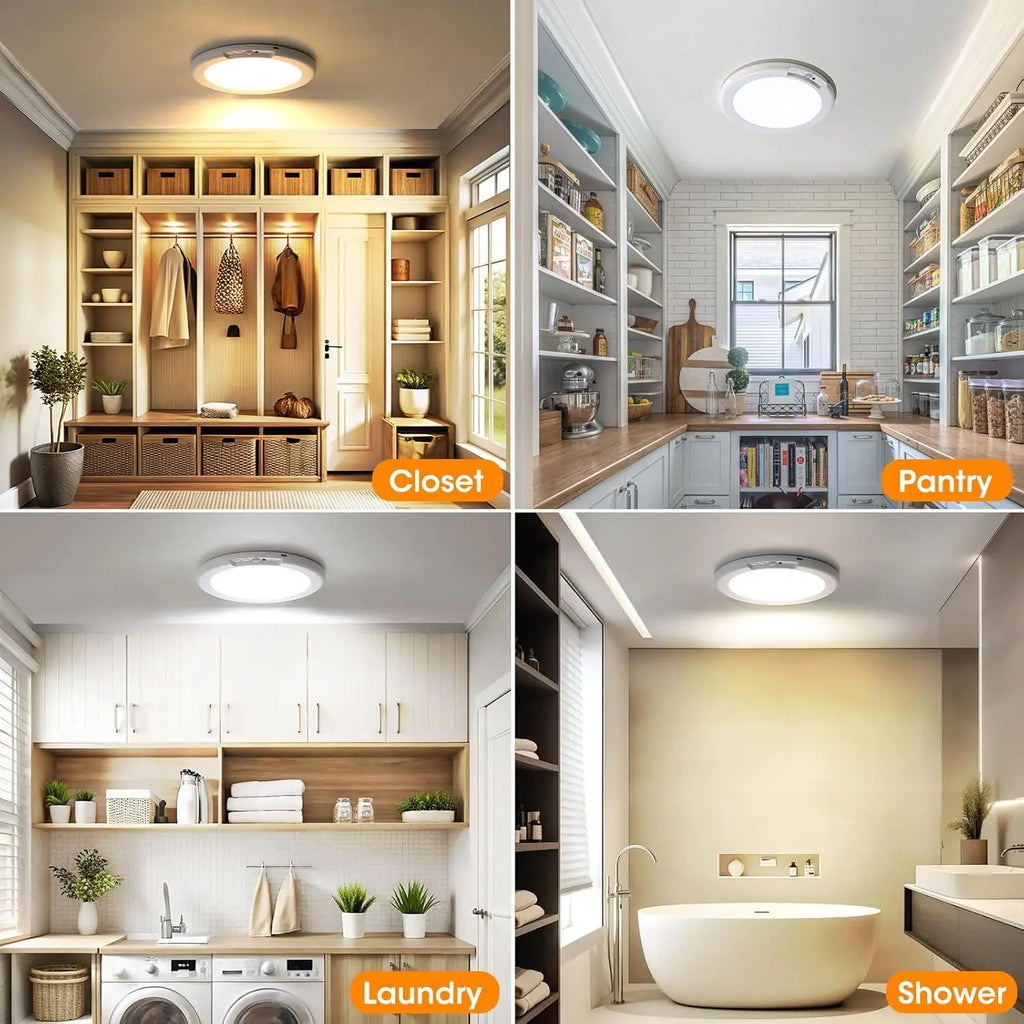 LED Motion Sensor Ceiling Light  Magnetic Installation With Remote Control USB Rechargeable For Shower Bedroom Closet Night Lamp