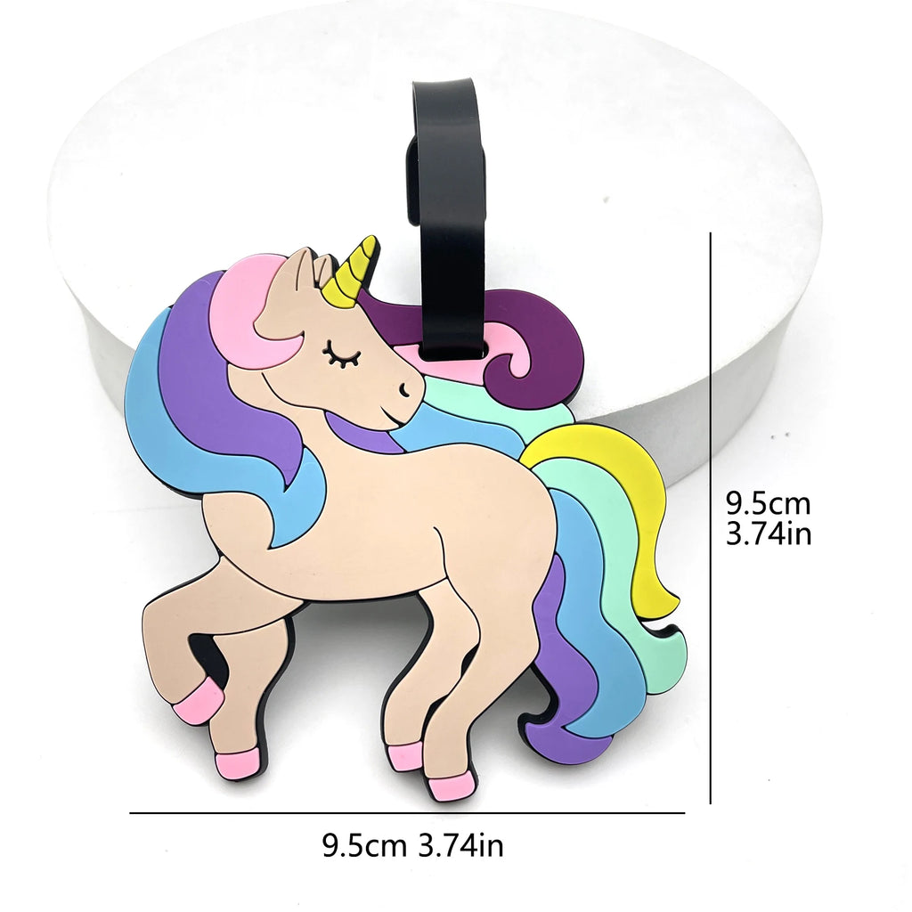 1PC PVC Soft Rubber Luggage Tags Cartoon Unicorn Card Sets Silicone Boarding Passes Luggage Tags Hanging Tags Consignment Tags