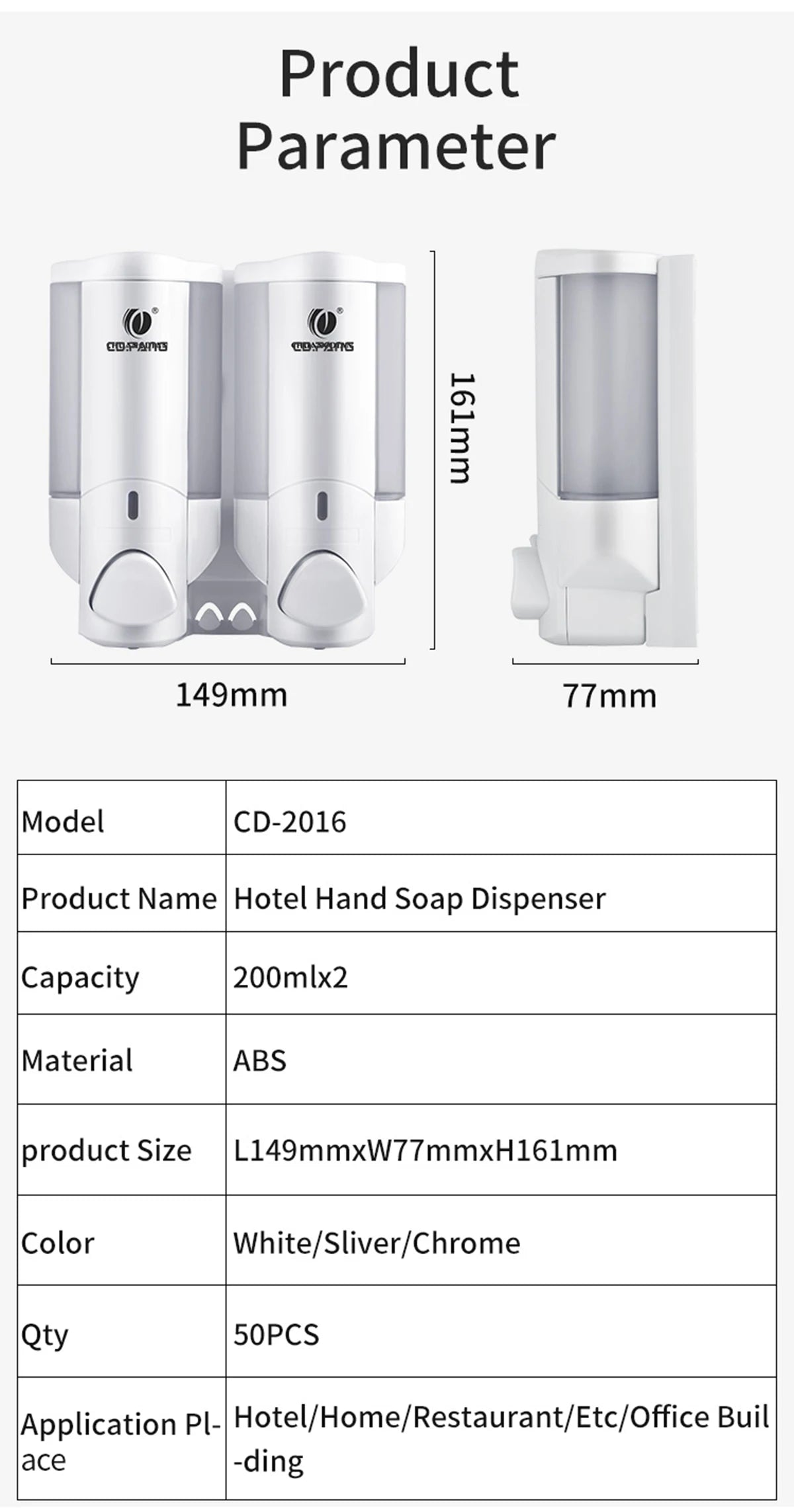 Soap Dispenser Bathroom Wall Mount Shampoo and Conditioner Dispenser Kitchen Sink Dish Soap Dispenser Hand Body Wash Container