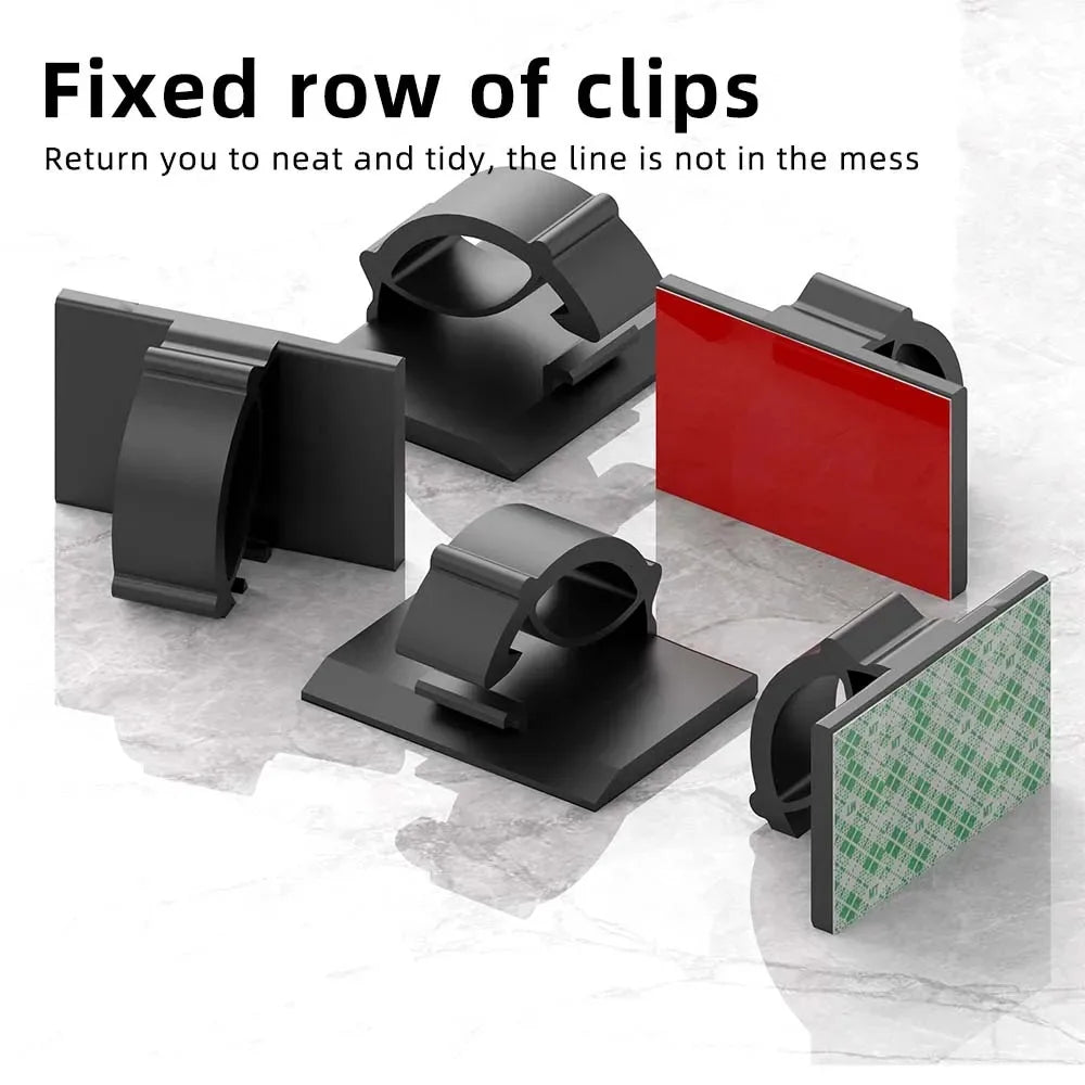 Cable Organizer Clips 30-90pcs Cord Holder Desktop Wire Manager USB Charging Data Line Bobbin Winder Cable Management