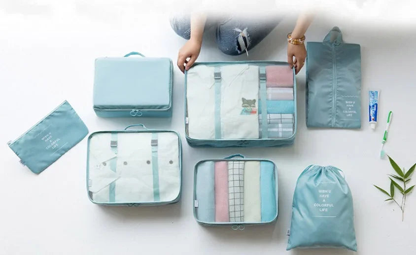 7 PCS Travel Storage Bags Set Suitcase Organizer Luggage Packing Set Cube Bag Portable Waterproof Travel Clothes Shoe Tidy Pouch