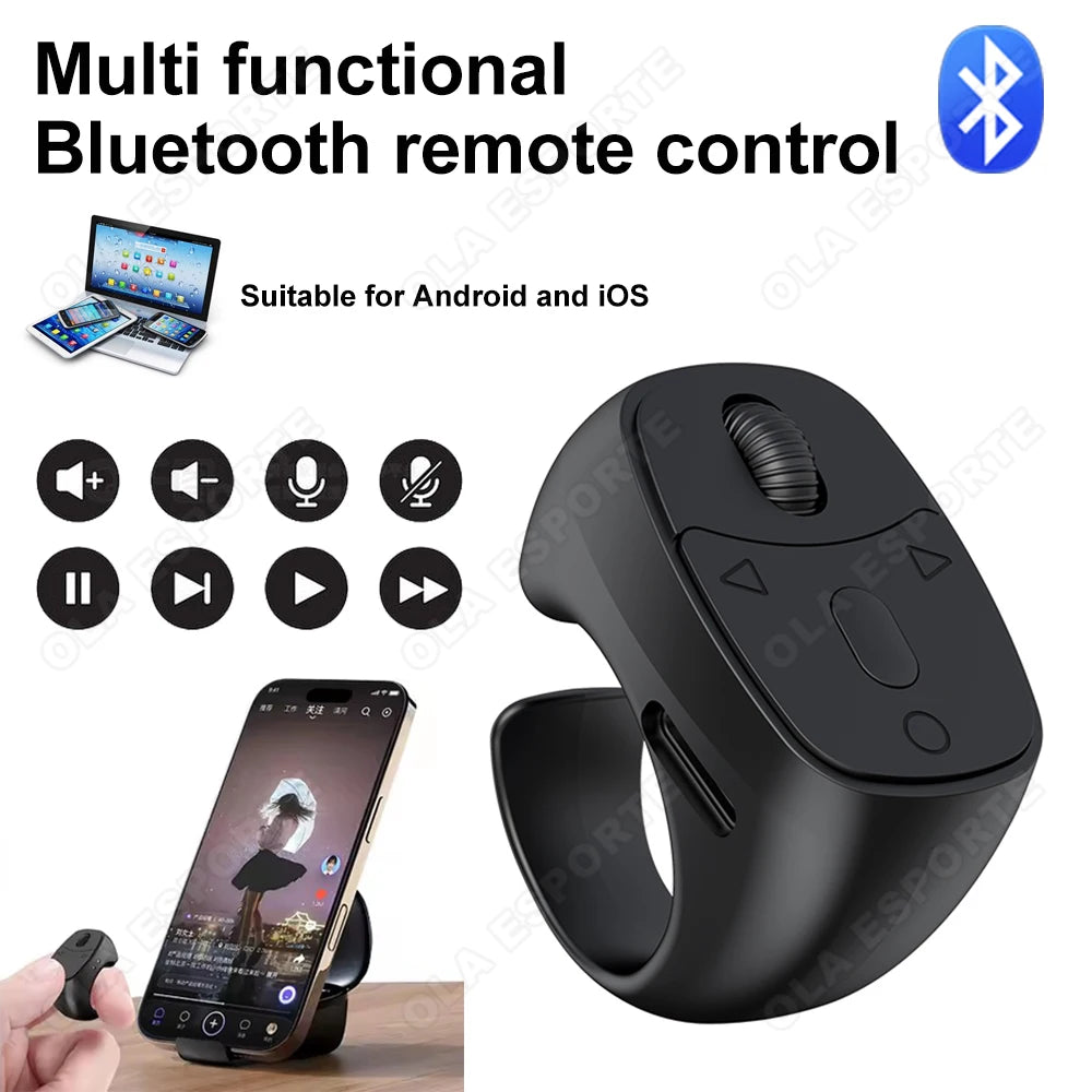 New Bluetooth Remote Control Touch Screen Page Turner Camera Video Recording Music Control For iPad iPhone Remote Scrolling Ring