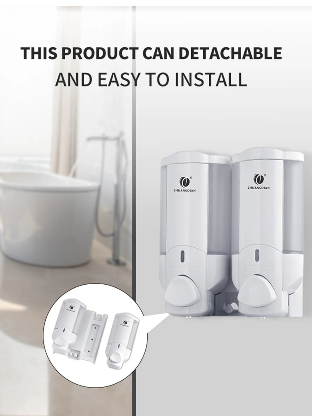 Soap Dispenser Bathroom Wall Mount Shampoo and Conditioner Dispenser Kitchen Sink Dish Soap Dispenser Hand Body Wash Container