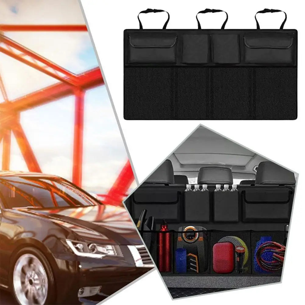Car Trunk Organizer Adjustable Backseat Storage Bag Net High Capacity Multi-use Oxford Automobile Seat Back Organizers Universal
