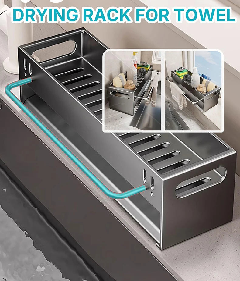 Kitchen Sink Caddy Organizer Dish Soap Brush Sponge Holder Countertop Sink Organizer Rack for Kitchen Organizers and Storage