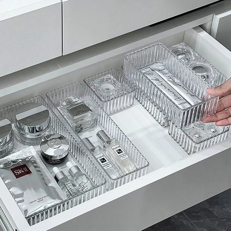 Desk Drawer Organizers Set Plastic Transparent Storage Box Bathroom Storage Makeup Organizer Boxes Clear Storage Box Acrylic Box
