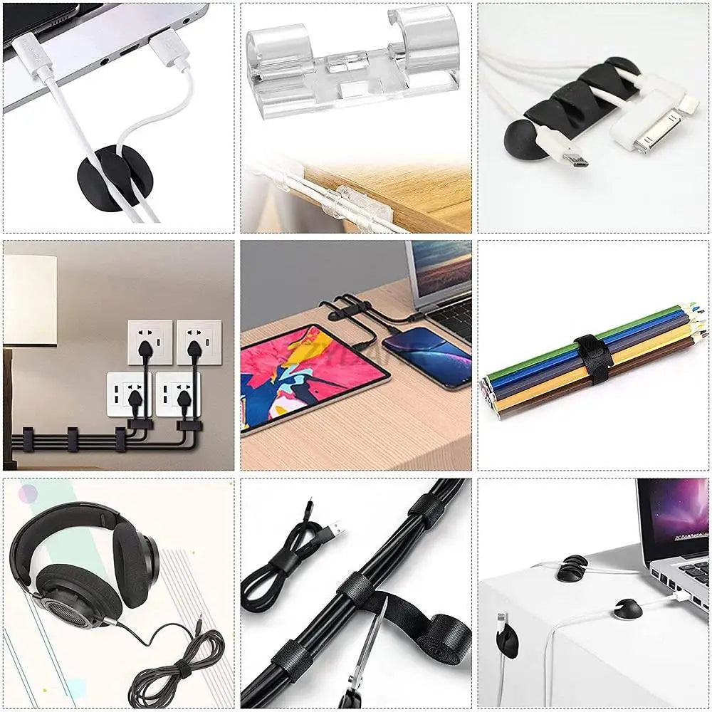 186/188 PCS Cable Organizer Kit With 10 Cable Holder 4 Wire Organizer Sleeve 40 Cord Clips Roll Cable Organizer Straps for Home