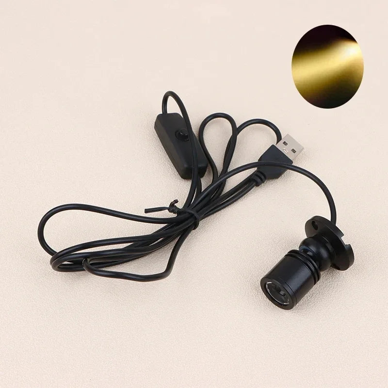LED USB 5V 3W Led Spot Light Surface Mounted Cabinet Showcase Counter Jewelry Lamp Rotatable Angle Ceiling Mini Spotlight