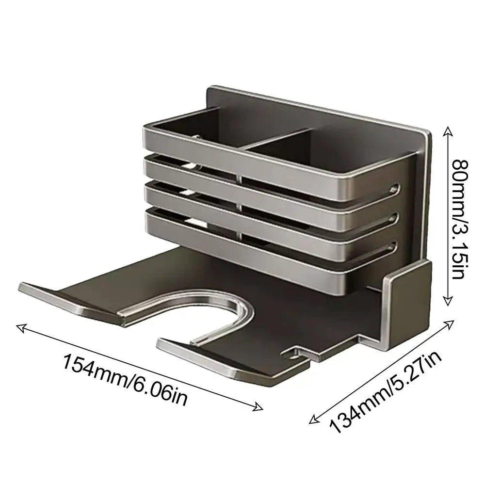 Wall Mounted Bathroom Shelf No Drill Multifunctional Storage Shelves Organizer with Hair Dryer Holder Toilet Cradle