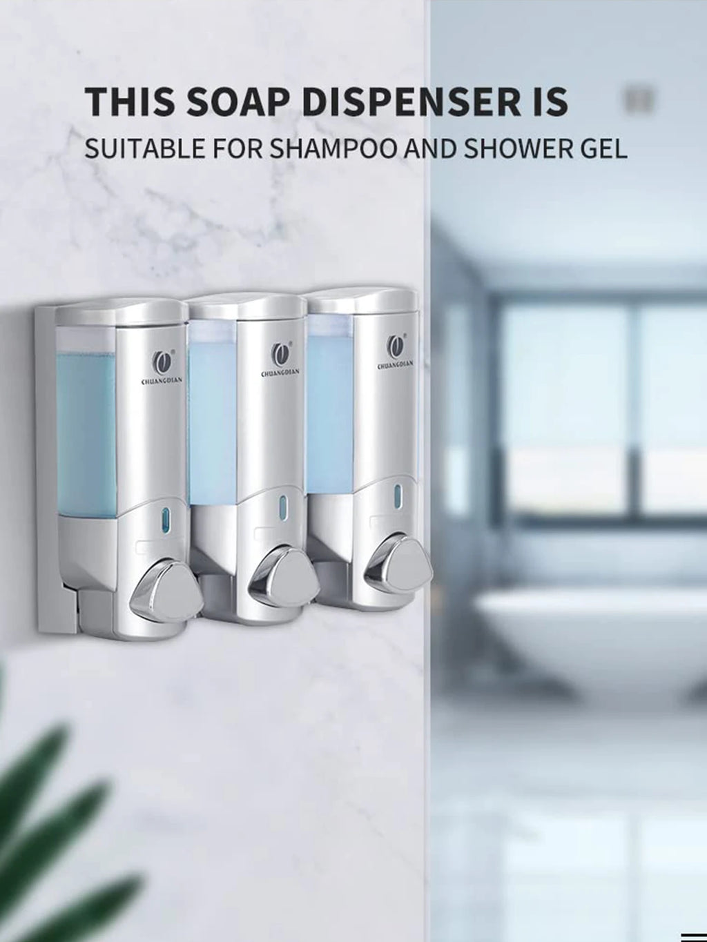 Soap Dispenser Bathroom Wall Mount Shampoo and Conditioner Dispenser Kitchen Sink Dish Soap Dispenser Hand Body Wash Container