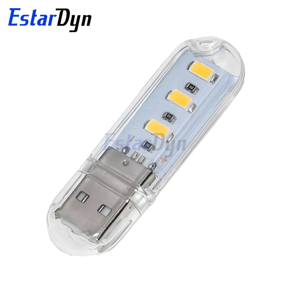 USB LED Lamp 3/8 LED Dimmable Portable Mini Light for Reading Night PC Laptop Desk Camping Power Bank
