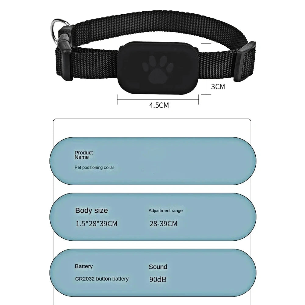 Pet Bluetooth GPS Tracker Adjustable Collar Dog Cats Locator Waterproof Anti Lost Dogs Real-time Tracking Device for iOS/Android