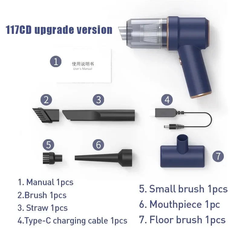 90000PA Car Vacuum Cleaner Mini Hand held Portable Wireless Cleaner for Home Appliance Powerful Cleaning Machine Car Cleaner
