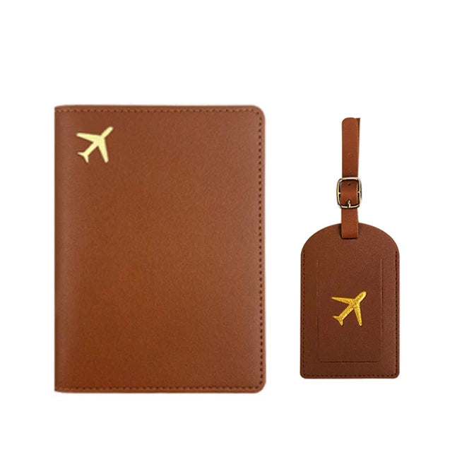 Custom Initial Travel Passport Holder and Luggage Tag Fashion Logo Gold Airplane Women Suitcase Name Label Men Passport Holder