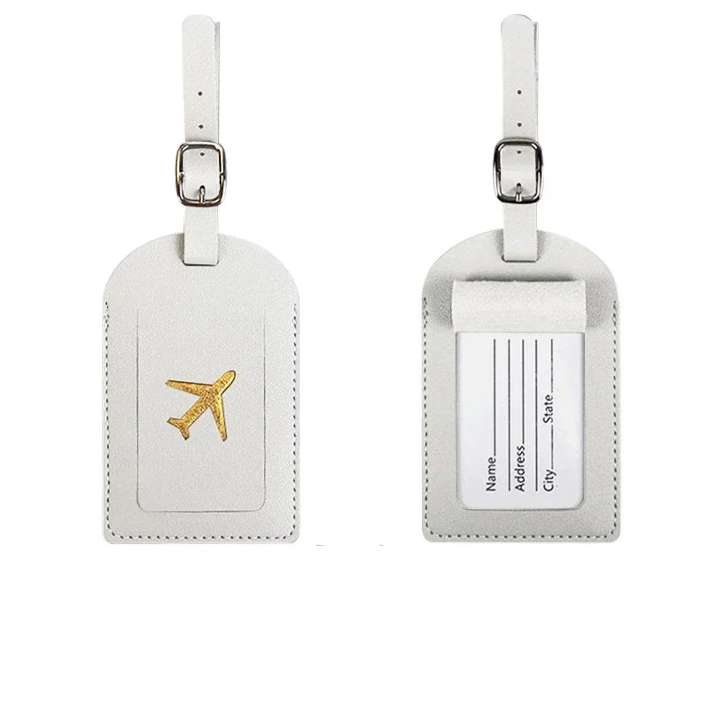 Luggage Tag Women Men PU Leather Travel Suitcases Identifier Label Baggage Boarding Bag Tags Name ID Address Holder Accessories
