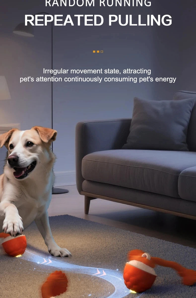 Intelligent rolling interactive dog toy ball Automatically moves and can emit barking sounds Puppy Chew Toys Knot Rope