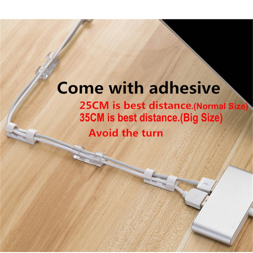 Cable Clip Organizer Drop Wire Holder Cord Management Self-Adhesive Cable Manager Fixed Clamp Wire Winder For Home Office School