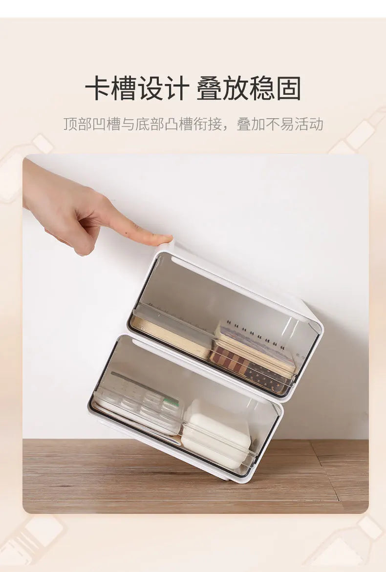 Stackable Drawer Organizer Desktop Storage Box Portable Cabinet for Office & Study Transparent Drawers with Combination Design