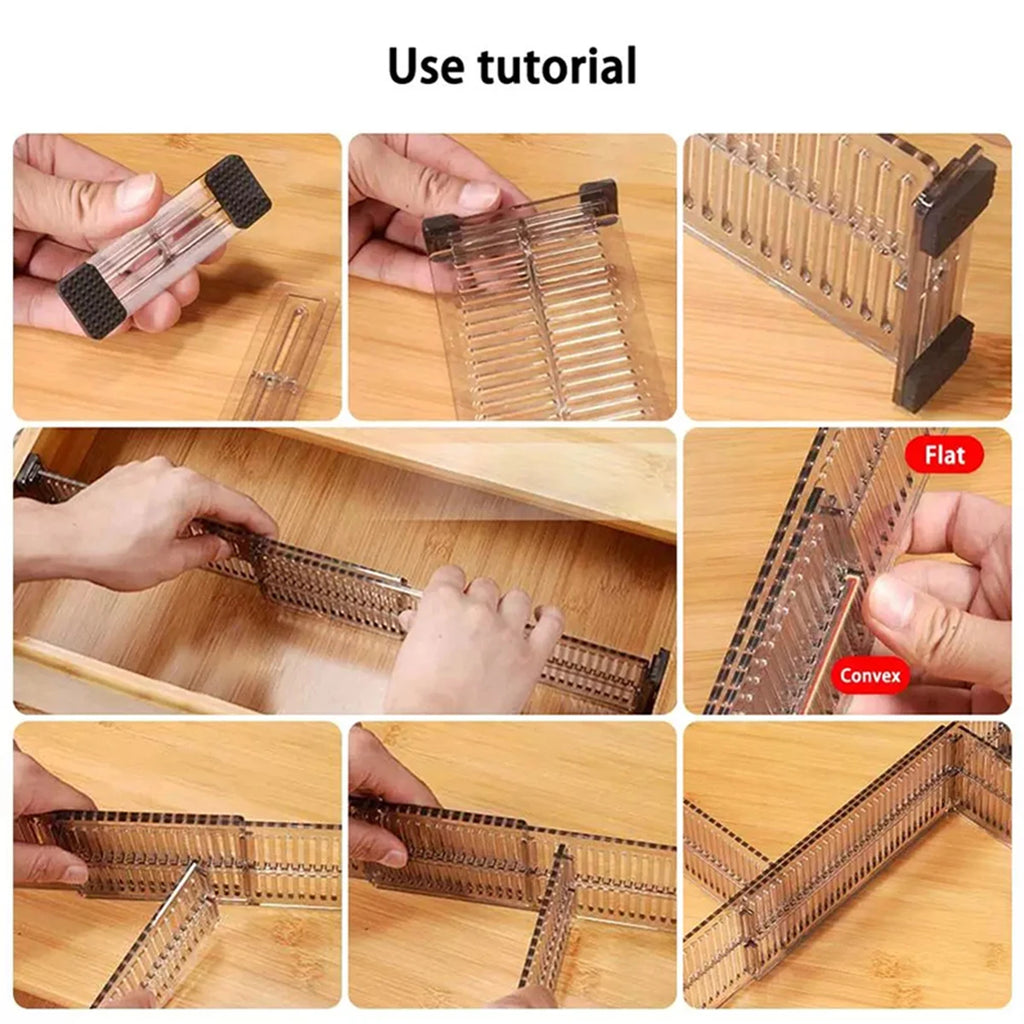 2/4Pcs Adjustable Drawer Organizer Clear Expandable Organizer Household Storage Cabinet Combination DIY Separator for Clothes