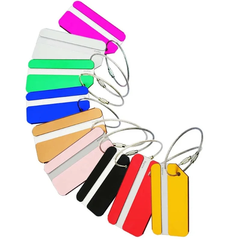 Luggage Tags Aluminium Alloy Suitcase Tag Travel Labels Set with Steel Loop ID Luggage Tags for Suitcases Travel Accessories