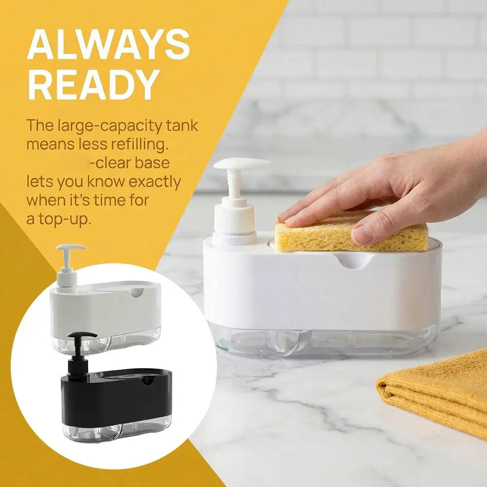 Soap Dispenser With Sponge Holder Shampoo Dispenser Soap Pump Container Storage Organizer Holder For Home Bathroom Kitchen