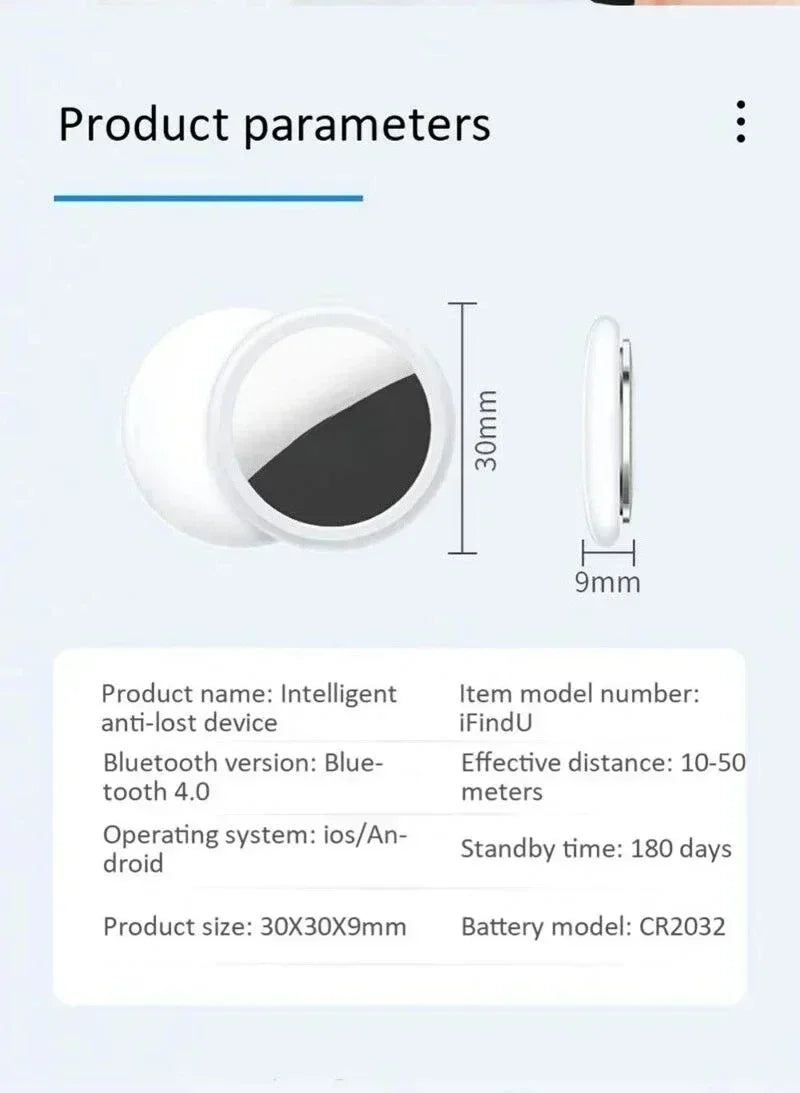 Lenovo Bluetooth 5.0 Mini Tracker GPS AntiLost Device Round - Pet Kids Bag Wallet Tracking Finder Locator Air Tag Smart Home