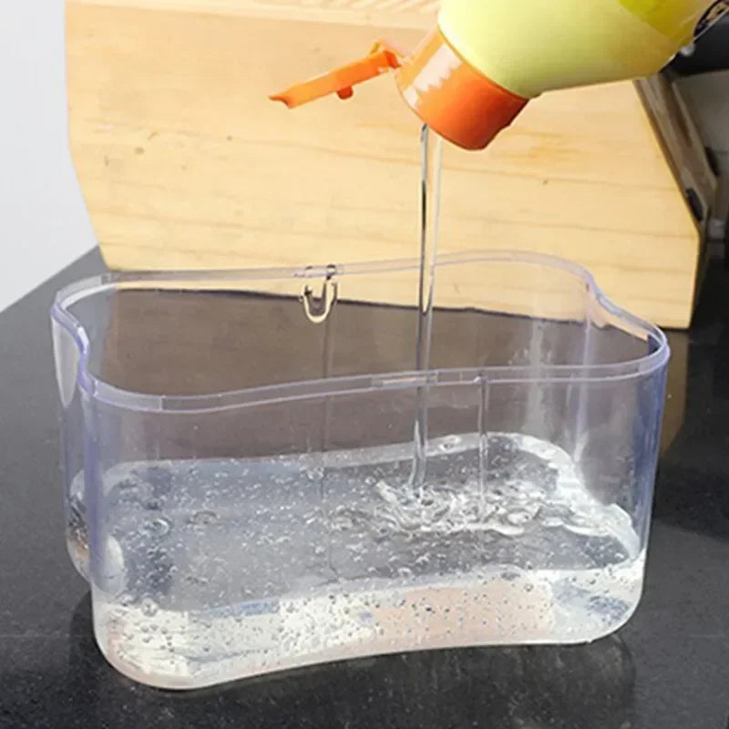 Soap Dispenser Pump with Sponge Manual Press Cleaning Liquid Container Manual Press Soap Organizer Kitchen Tool