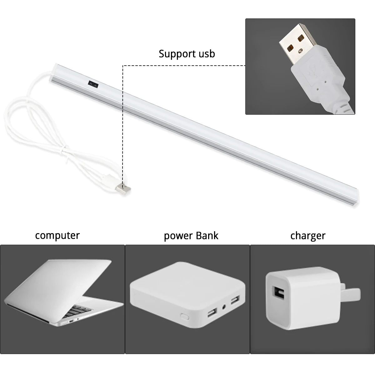 USB LED Lights Room Decoration 5V Lamp Hand Sweep Sensor Lamp Aluminum Lights Bar For Kitchen Closet Bedroom Night Lighting