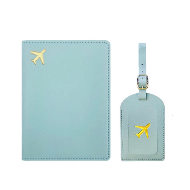 Custom Initial Travel Passport Holder and Luggage Tag Fashion Logo Gold Airplane Women Suitcase Name Label Men Passport Holder