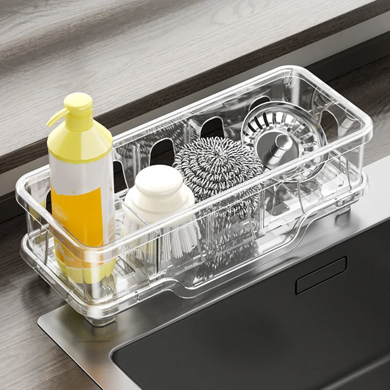 1Pcs Kitchen Sink Caddy Organizer Sink Dish Sponge Holder Drain Rack Kitchen Bathroom Shampoo Soap Storage Shelf