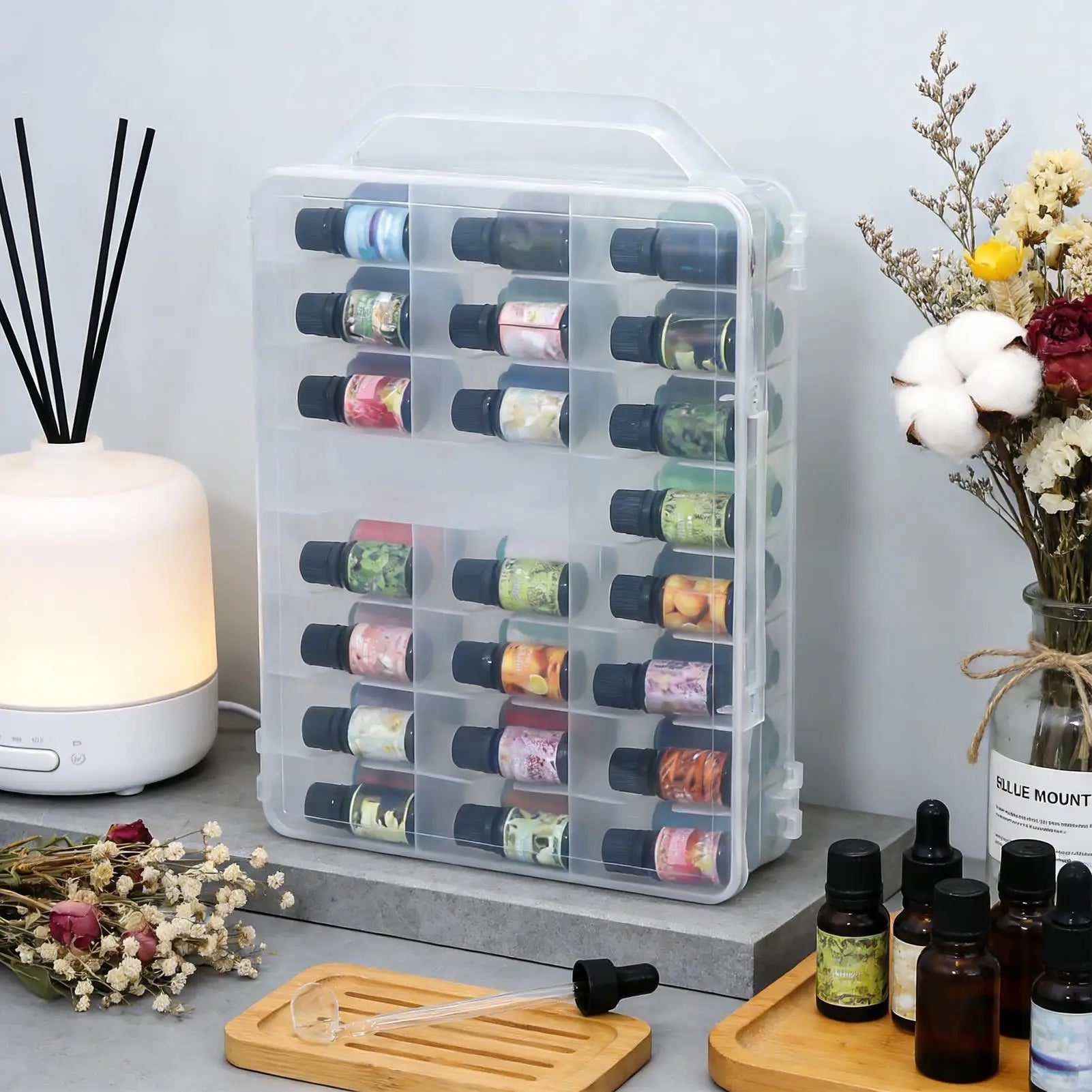 Clear Storage Boxes Double Sided Organizer Case Box With Handle 46 Compartments Clear Box With Lid For Home Office Bedroom